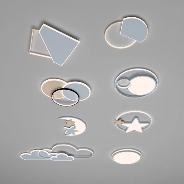 现代艺术吸顶灯组合3D模型