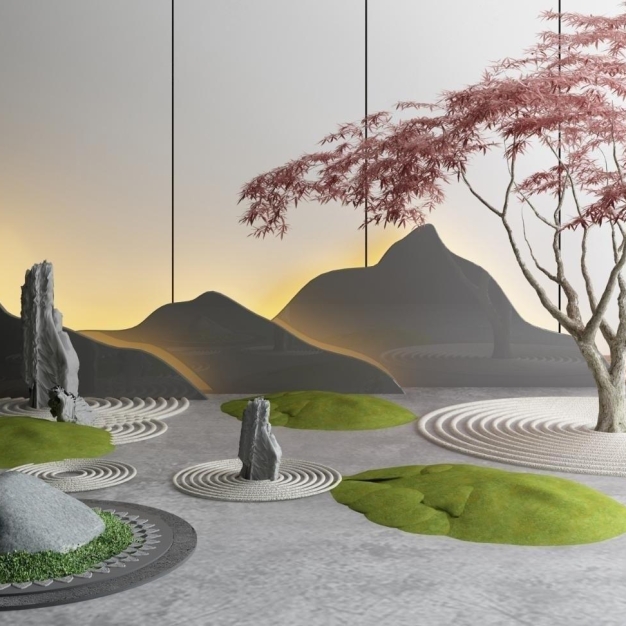 新中式园艺景观小品3D模型