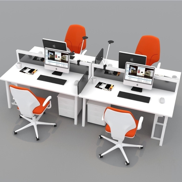现代办公桌椅卡位组合3D模型