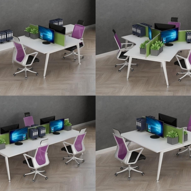 现代办公桌椅卡座组合3D模型