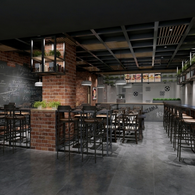 工业风餐厅3D模型