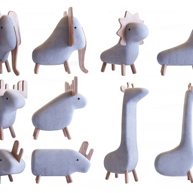 现代小动物儿童椅3D模型
