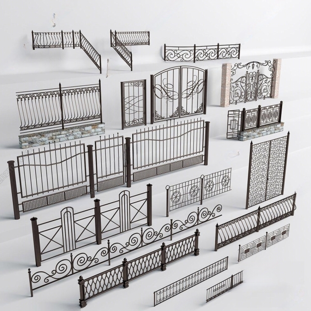 简欧铁艺门 护栏3D模型
