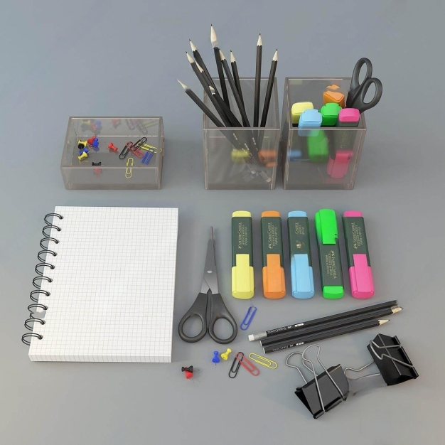 现代办公用品组合3D模型
