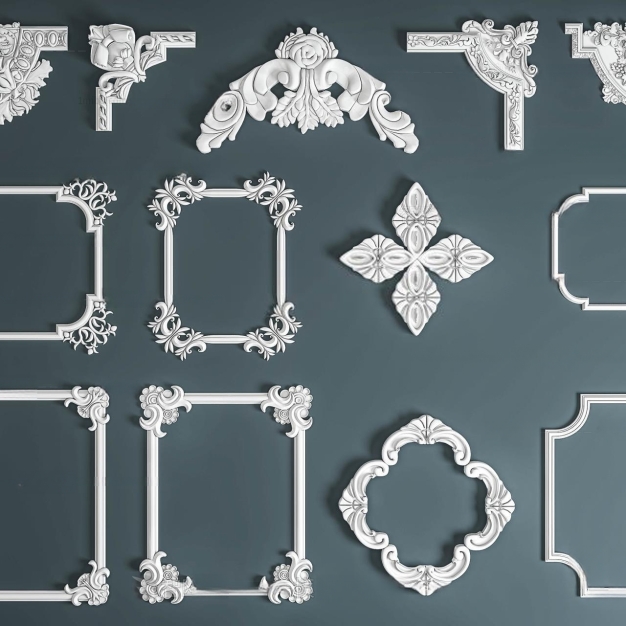 简欧石膏雕花线条组合3D模型