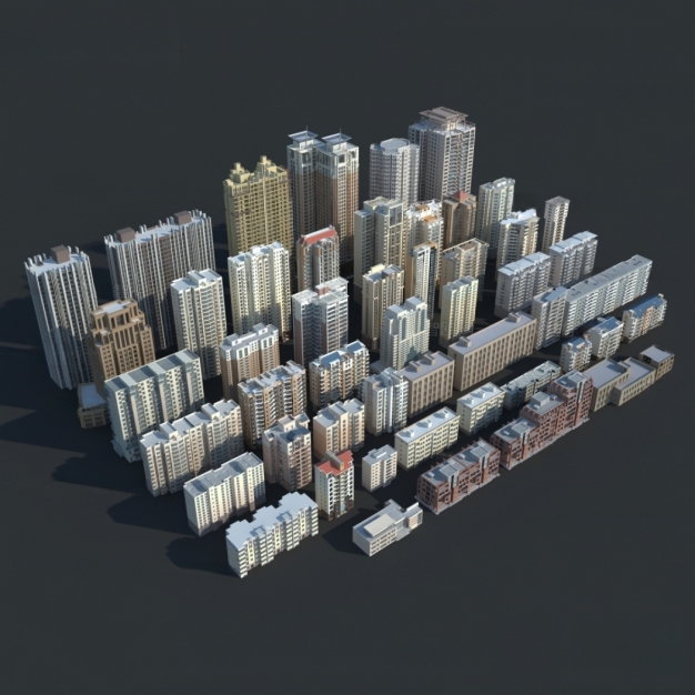 现代住宅 居民楼组合3D模型