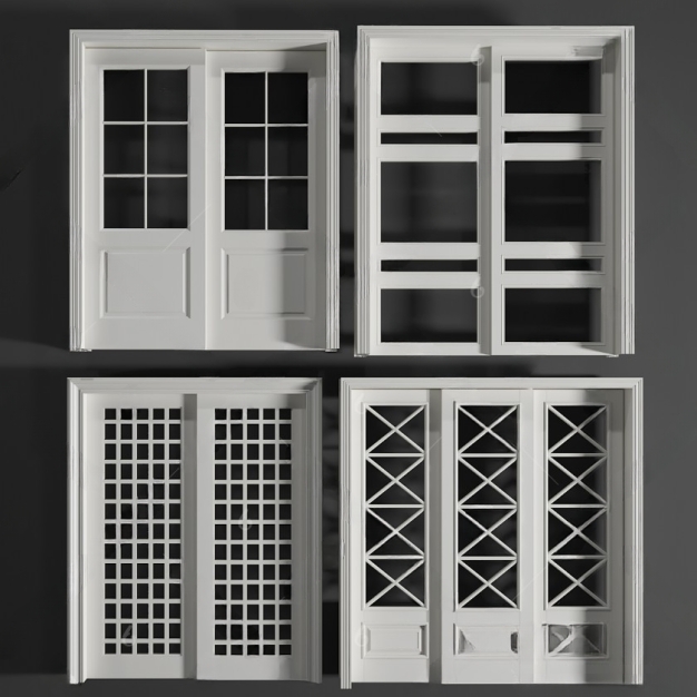现代推拉门组合3D模型