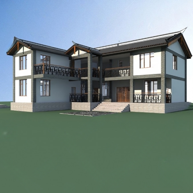 新中式仿古建筑3D模型