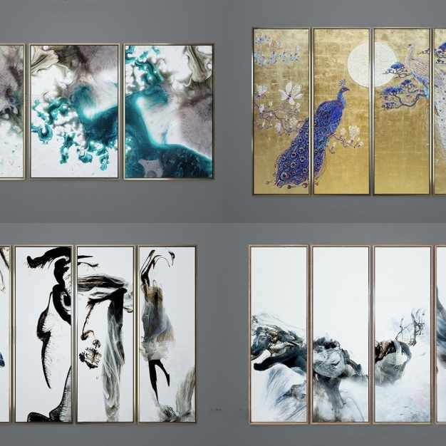 新中式装饰画组合3D模型