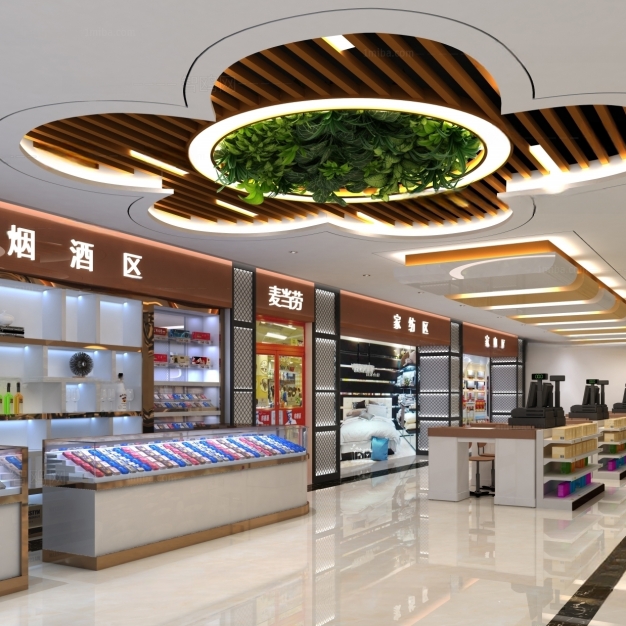 现代超市收银区3D模型