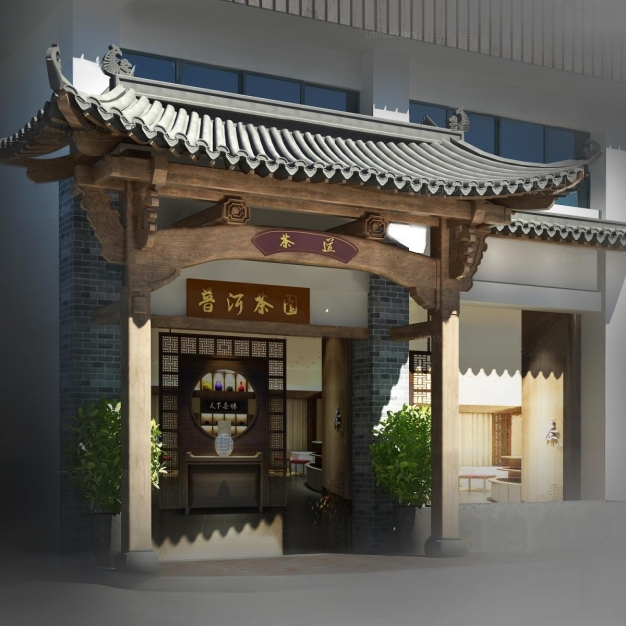 新中式建筑门头3D模型