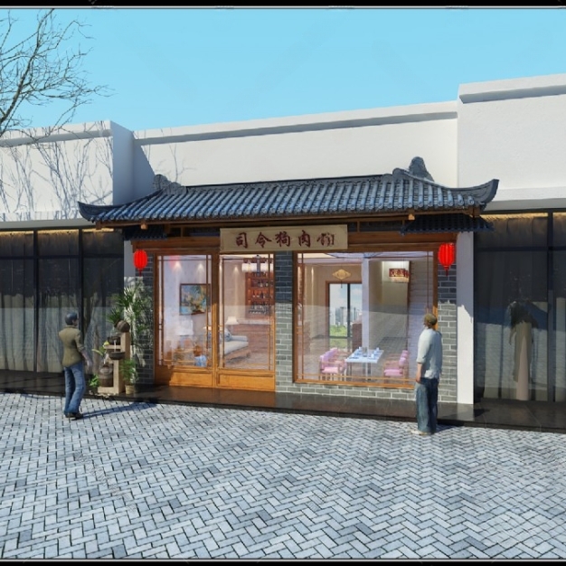 中式店铺门头3D模型