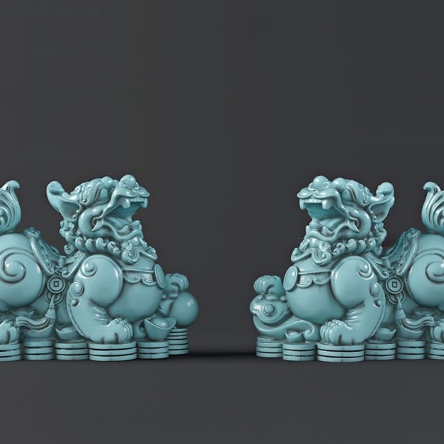 现代狮子雕塑3D模型