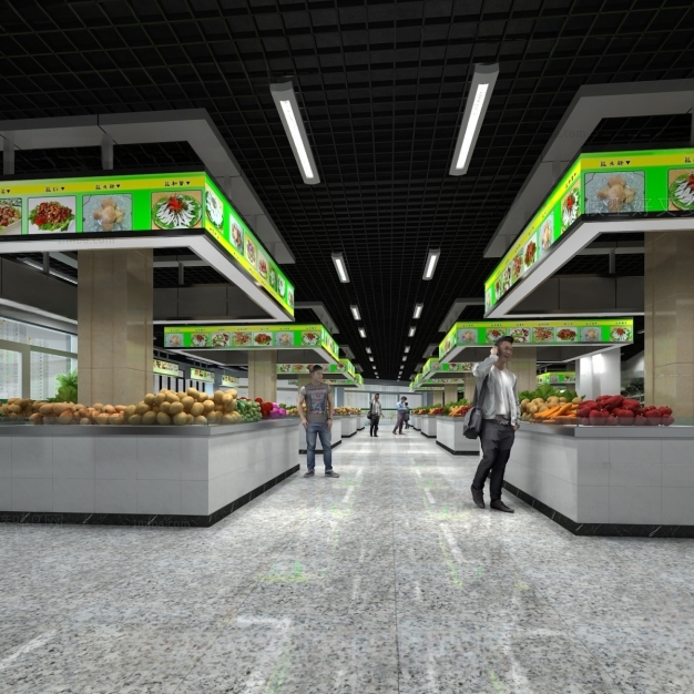 现代农贸市场 菜市场3D模型