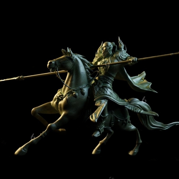 现代人物战马青铜雕塑3D模型