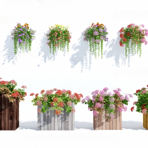 现代植物花箱3D模型
