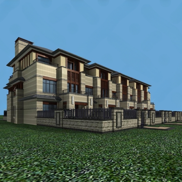 现代联排别墅建筑3D模型