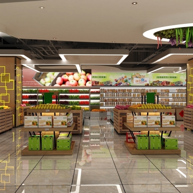 现代超市水果区3D模型