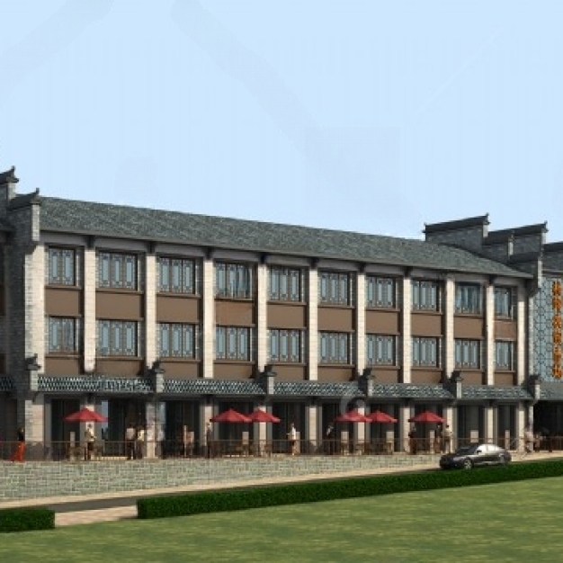 新中式酒店建筑3D模型