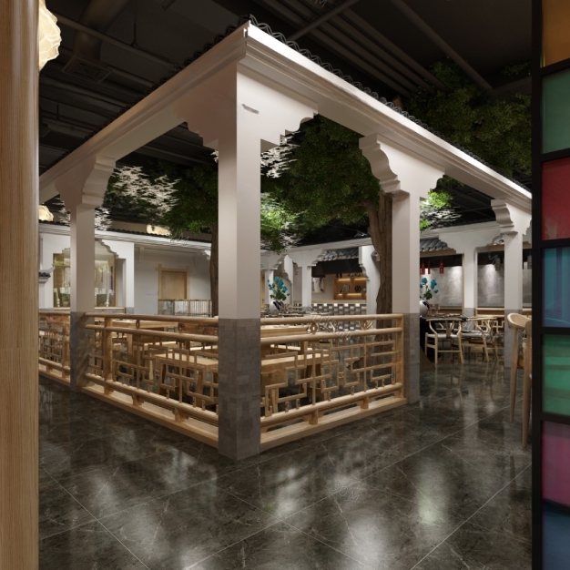 新中式餐厅3D模型