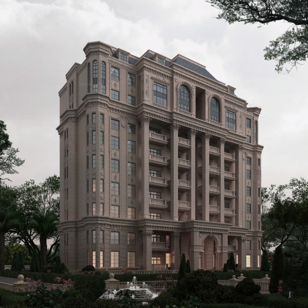 简欧洋房住宅楼外观3D模型
