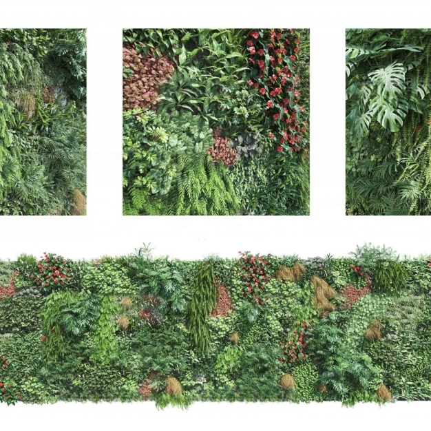 现代植物墙组合3D模型