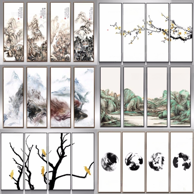 新中式装饰画组合3D模型