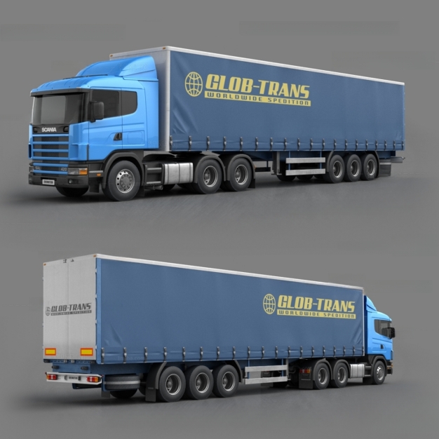 现代卡车 货车 半挂车3D模型