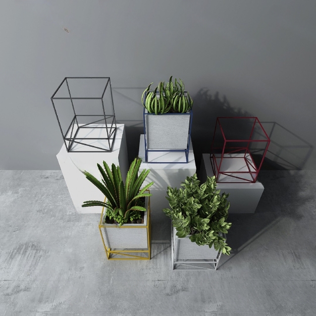 现代植物盆栽组合3D模型