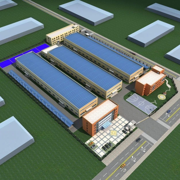 现代厂房鸟瞰建筑3D模型