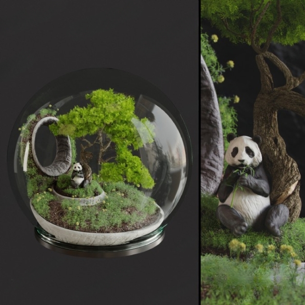 现代玻璃摆件3D模型