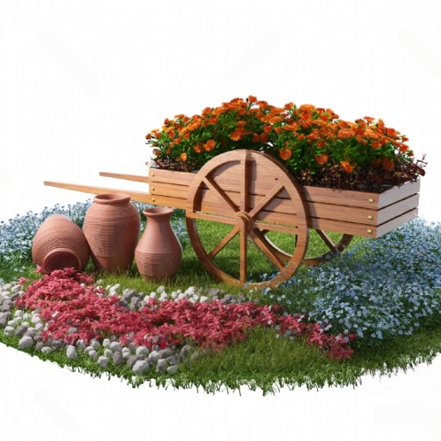 现代花草植物组合3D模型