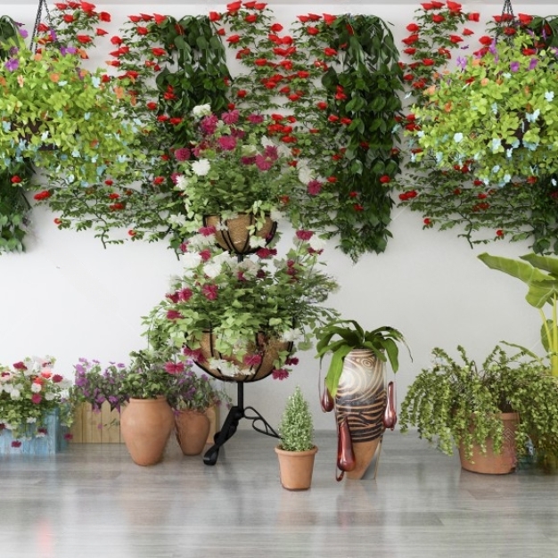 现代植物盆栽组合3D模型