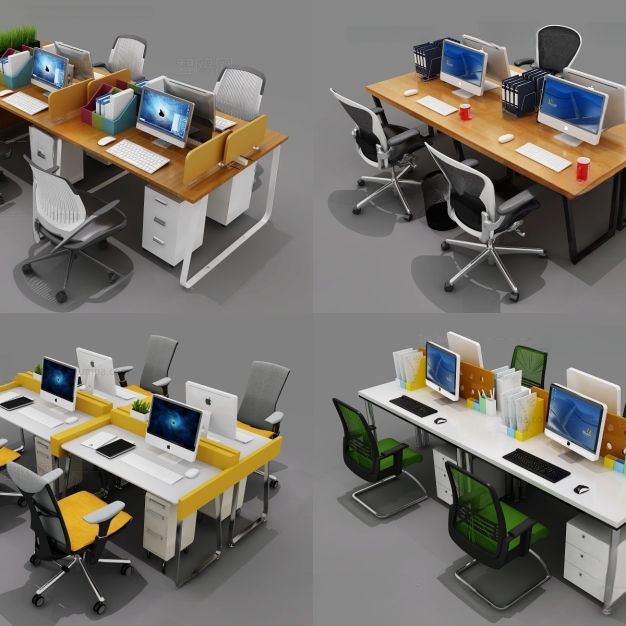 现代办公桌椅3D模型