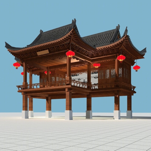 中式古建戏台3D模型