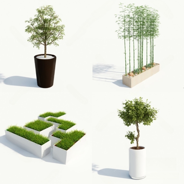 现代植物盆栽3D模型