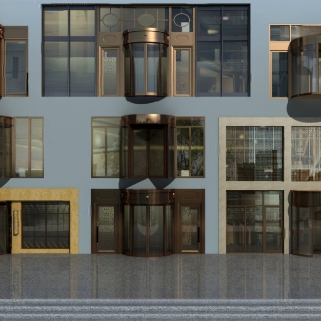 现代酒店旋转门3D模型