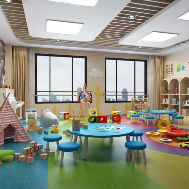 现代幼儿园活动室3D模型