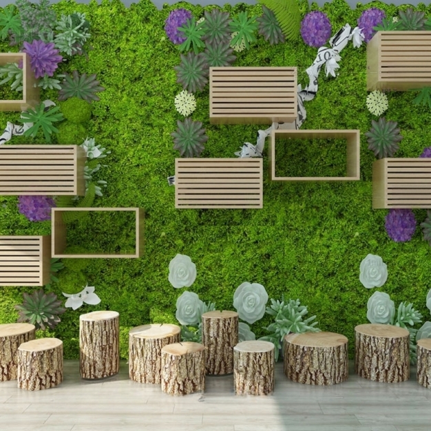 现代植物墙 木桩3D模型