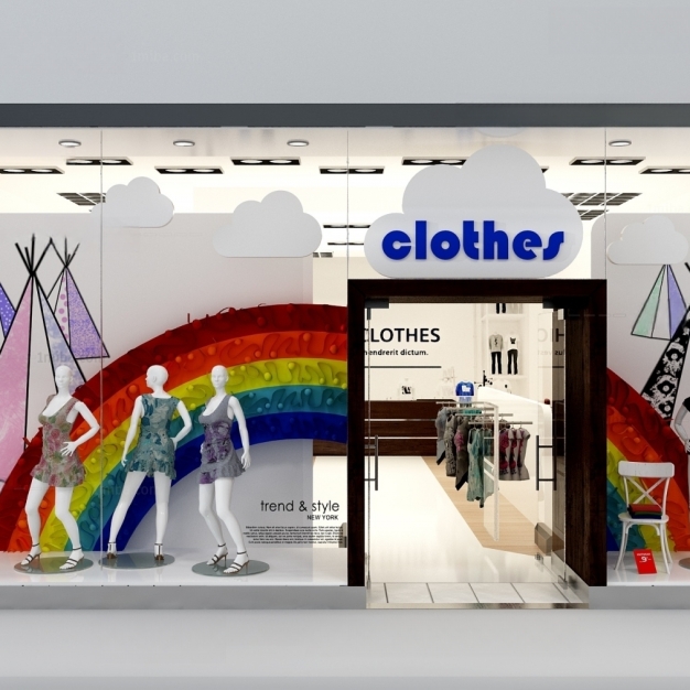 现代服装店门头3D模型