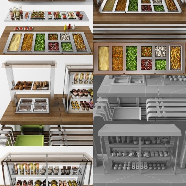 现代食品货架3D模型