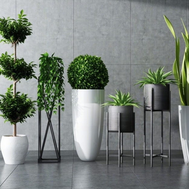 现代植物盆栽组合3D模型