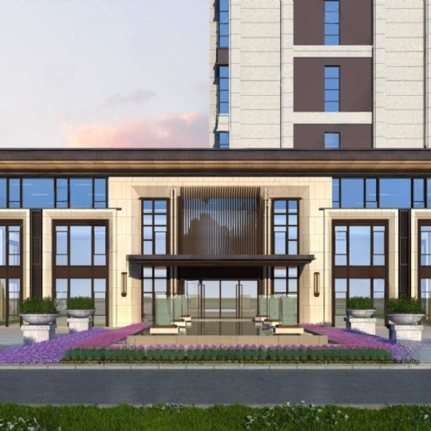 现代小区建筑门头3D模型