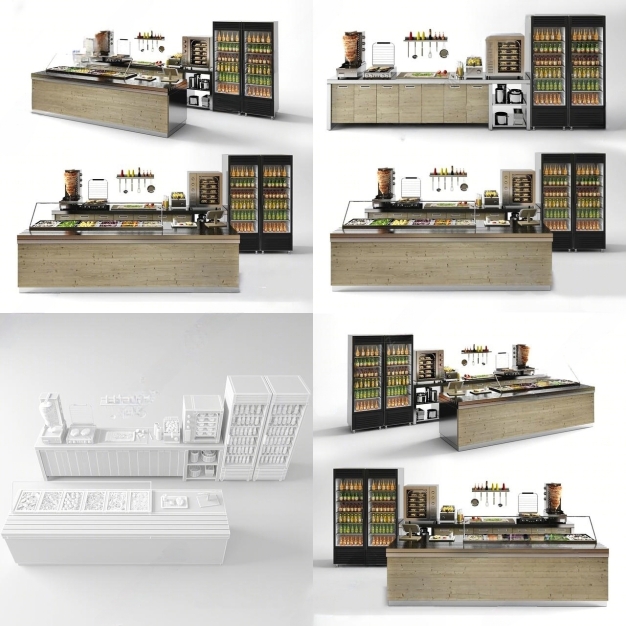 现代零售店设备自助餐台3D模型