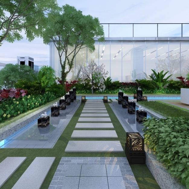 现代户外花园庭院3D模型