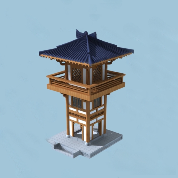 中式塔楼3D模型