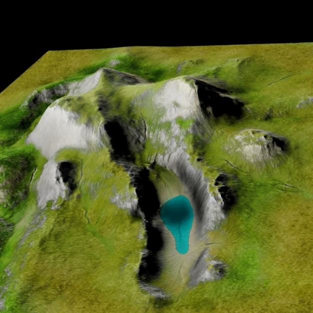 现代山脉地形鸟瞰3D模型