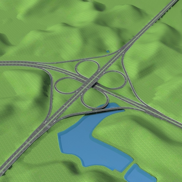 公路地形鸟瞰3D模型