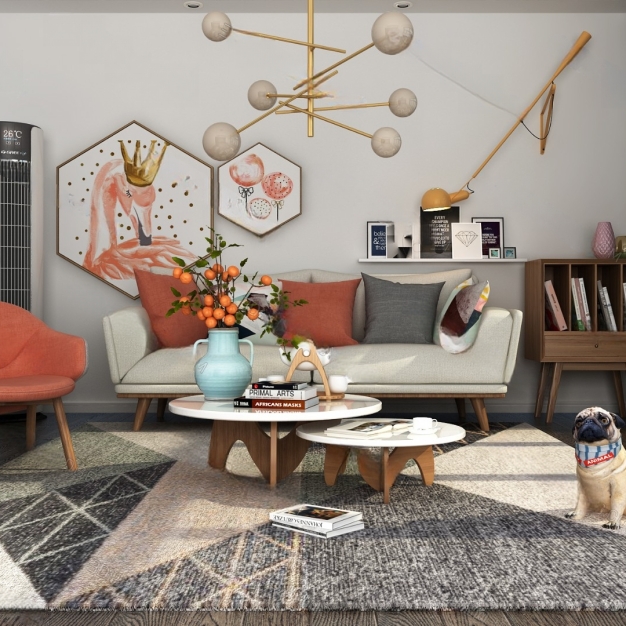北欧沙发茶几组合3D模型