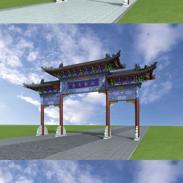 中式门楼 牌坊3D模型